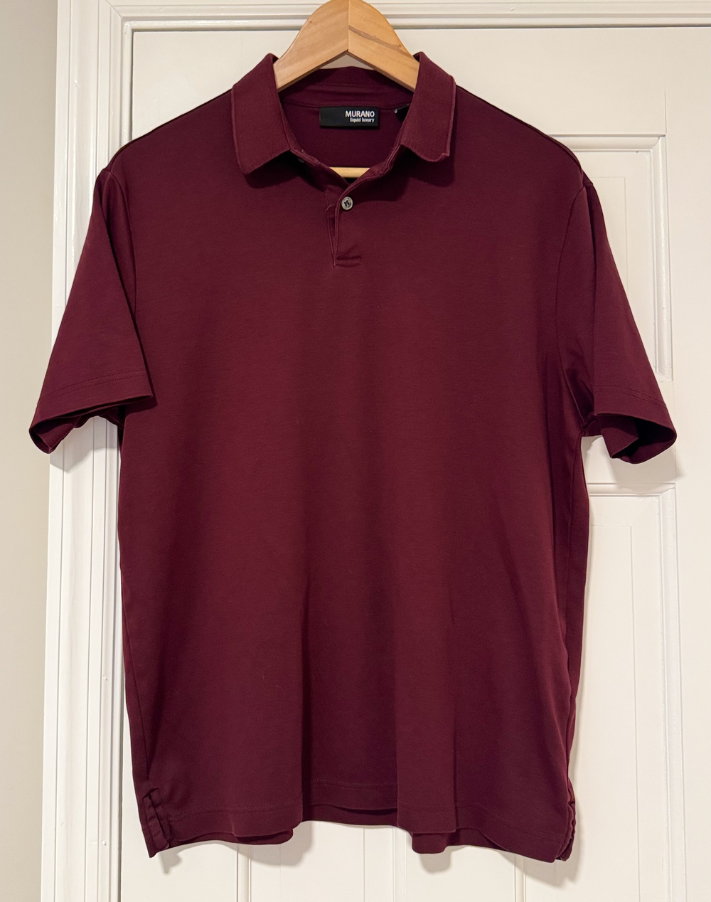 Murano Liquid Luxury Men's 100% Cotton Polo Shirt - Burgundy Maroon Mens Medium